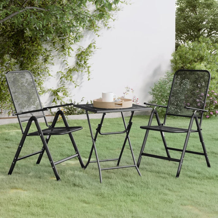 Set mobilier grădină 3 piese antracit plasă metalică expandată WALTI