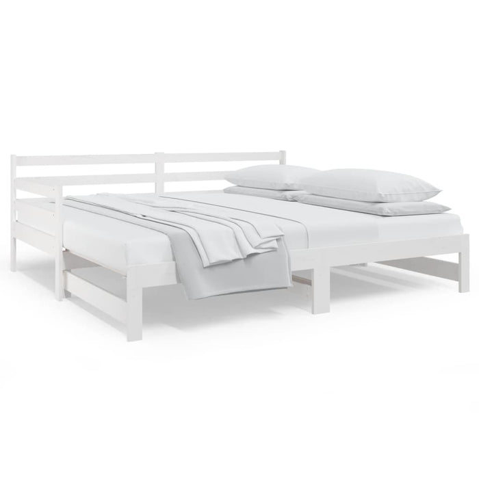 Pat de zi extensibil, alb, 2x(90x190) cm, lemn masiv de pin WALTI