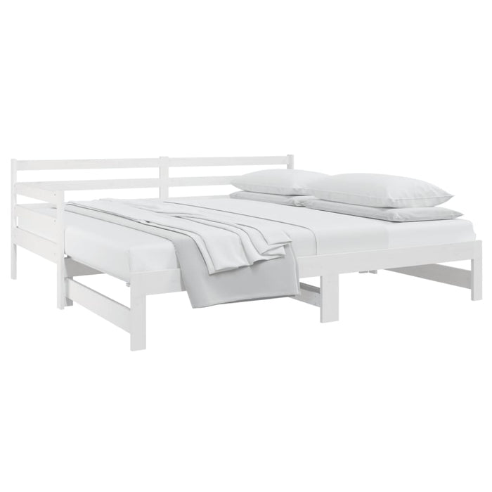 Pat de zi extensibil, alb, 2x(90x190) cm, lemn masiv de pin WALTI