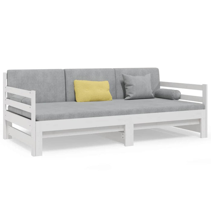 Pat de zi extensibil, alb, 2x(90x190) cm, lemn masiv de pin WALTI