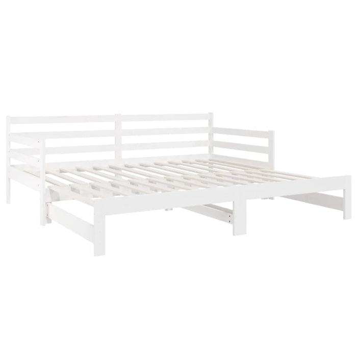 Pat de zi extensibil, alb, 2x(90x190) cm, lemn masiv de pin WALTI