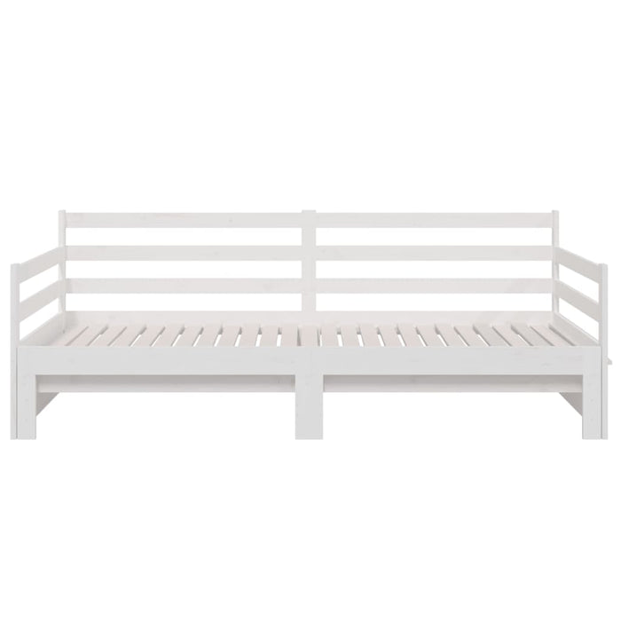 Pat de zi extensibil, alb, 2x(90x190) cm, lemn masiv de pin WALTI