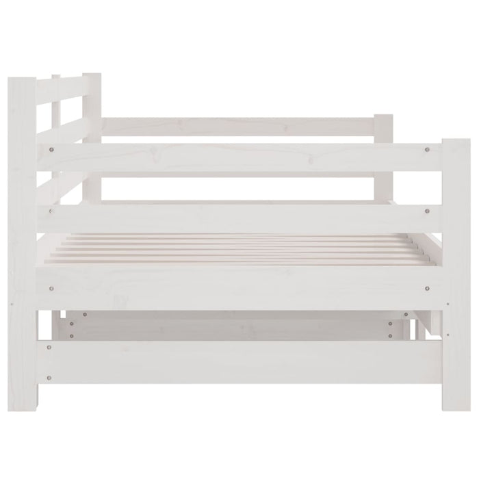 Pat de zi extensibil, alb, 2x(90x190) cm, lemn masiv de pin WALTI