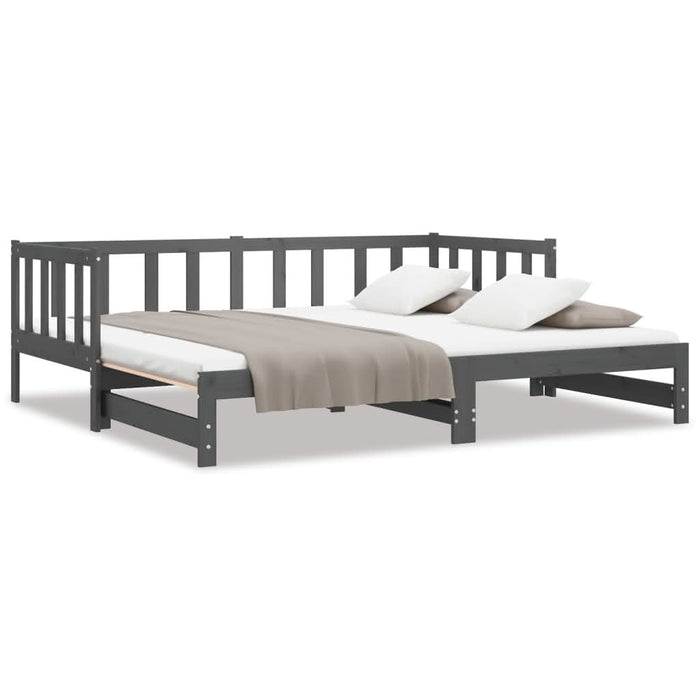Pat de zi extensibil, gri, 2x(90x190) cm, lemn masiv de pin - WALTI WALTI