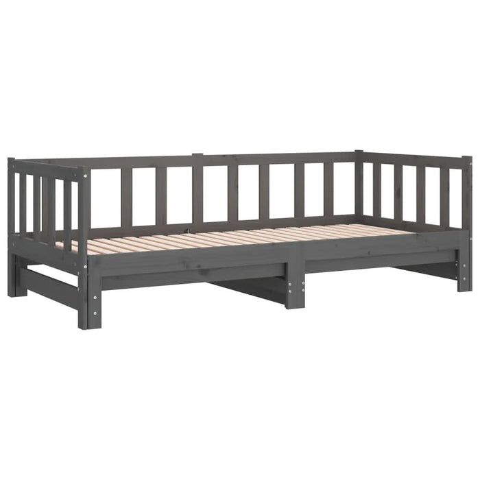 Pat de zi extensibil, gri, 2x(90x190) cm, lemn masiv de pin - WALTI WALTI