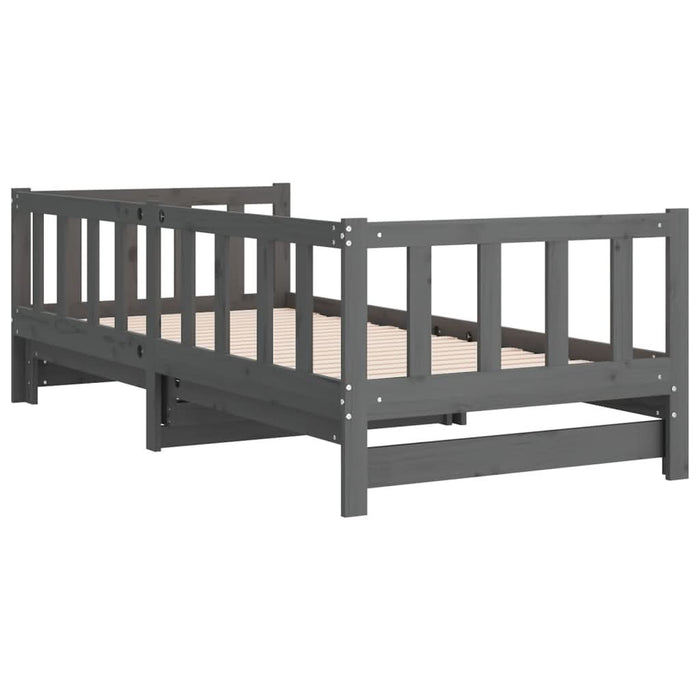 Pat de zi extensibil, gri, 2x(90x190) cm, lemn masiv de pin - WALTI WALTI