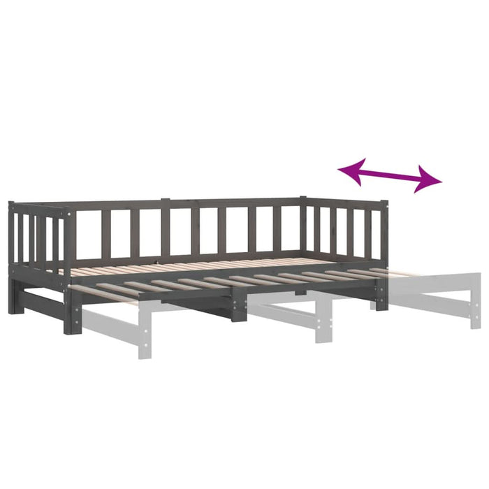 Pat de zi extensibil, gri, 2x(90x190) cm, lemn masiv de pin - WALTI WALTI
