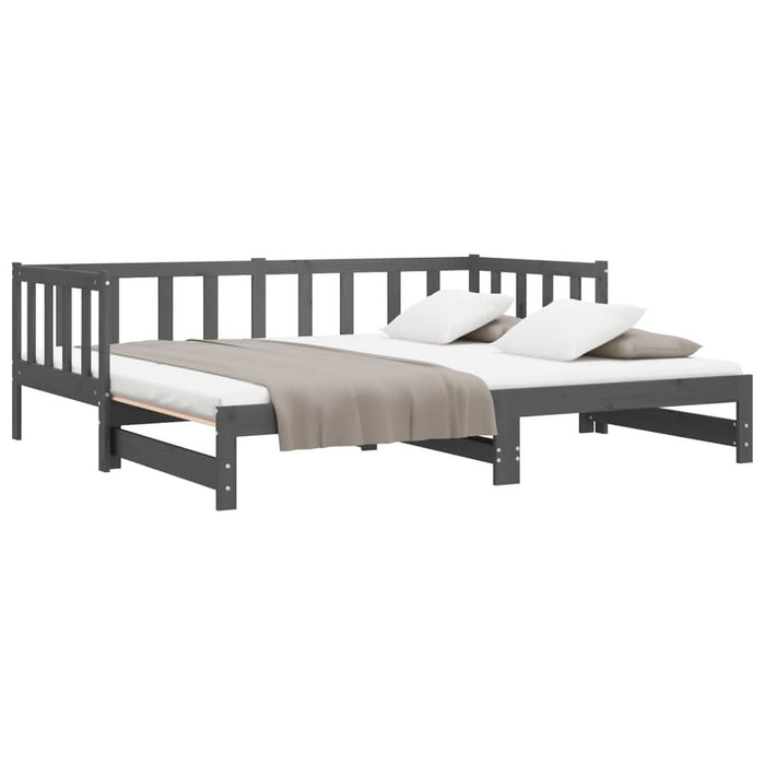 Pat de zi extensibil, gri, 2x(90x190) cm, lemn masiv de pin - WALTI WALTI