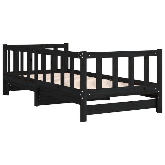 Pat de zi extensibil, negru, 2x(90x190) cm, lemn masiv de pin - WALTI WALTI