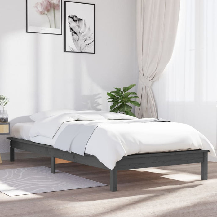 Cadru de pat, gri, 100x200 cm, lemn masiv de pin WALTI