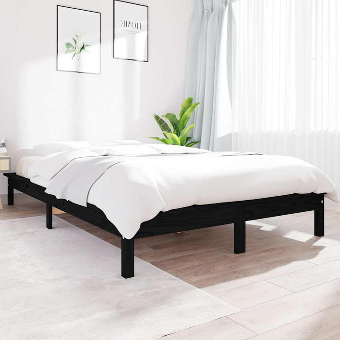 Cadru de pat, negru, 120x200 cm, lemn masiv de pin WALTI