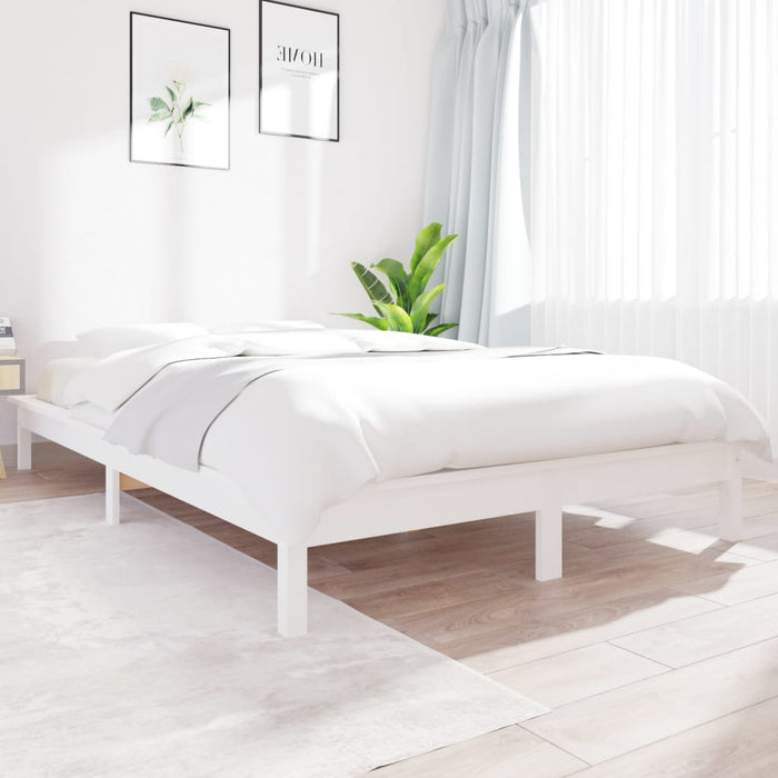 Cadru de pat, alb, 160x200 cm, lemn masiv de pin WALTI