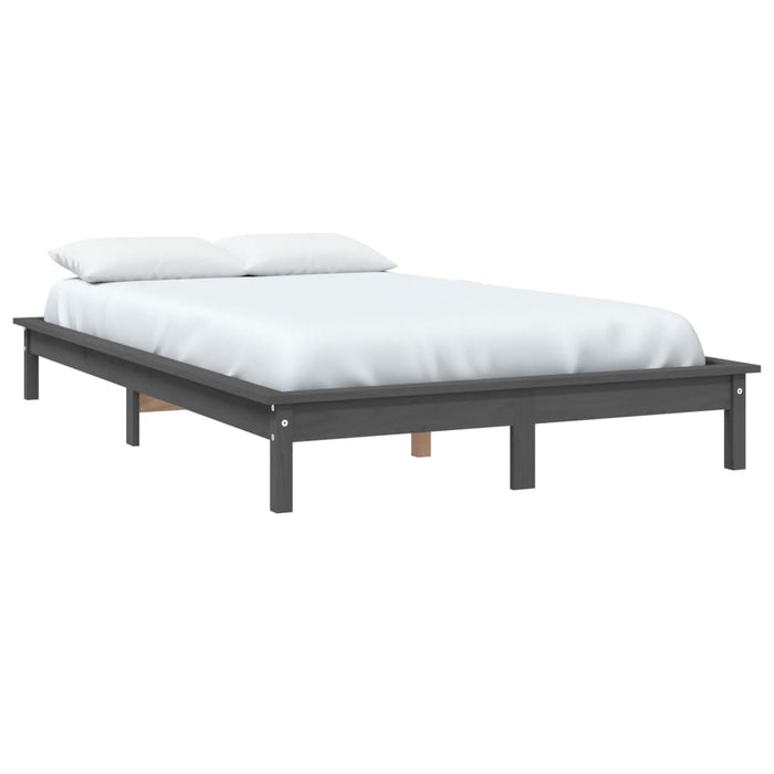 Cadru de pat Small Double, gri, 120x190 cm, lemn masiv de pin WALTI