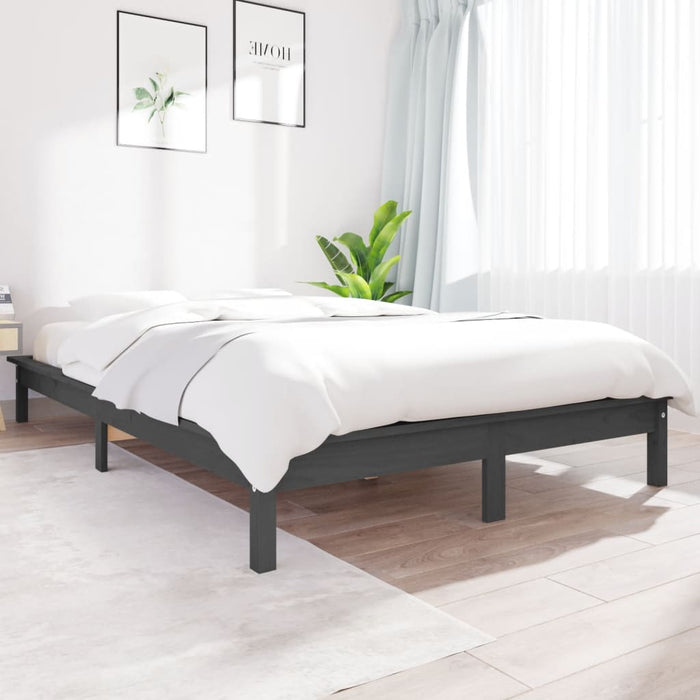Cadru de pat Small Double, gri, 120x190 cm, lemn masiv de pin WALTI