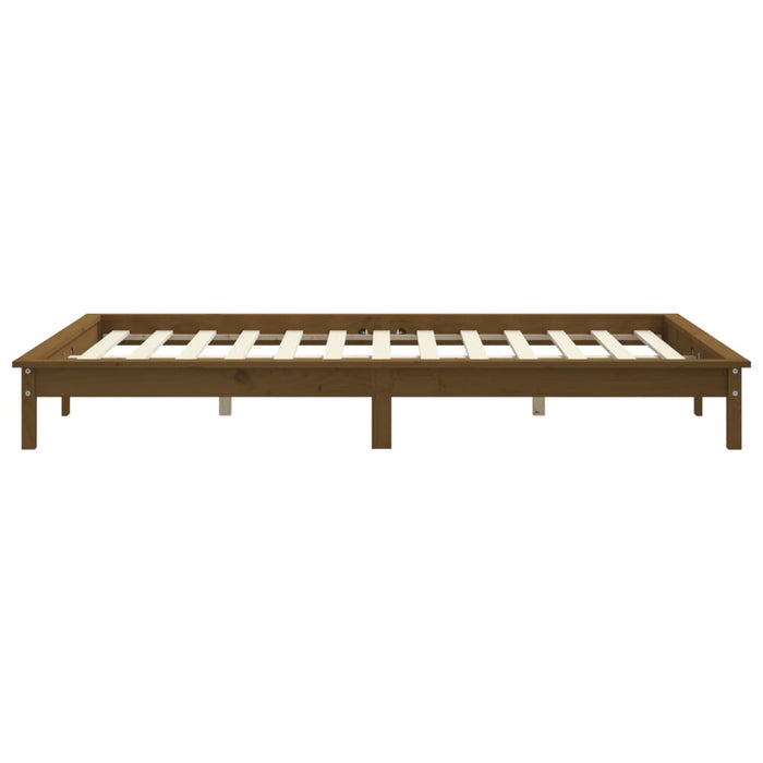 Cadru de pat mic dublu maro miere 120x190 cm lemn masiv de pin WALTI