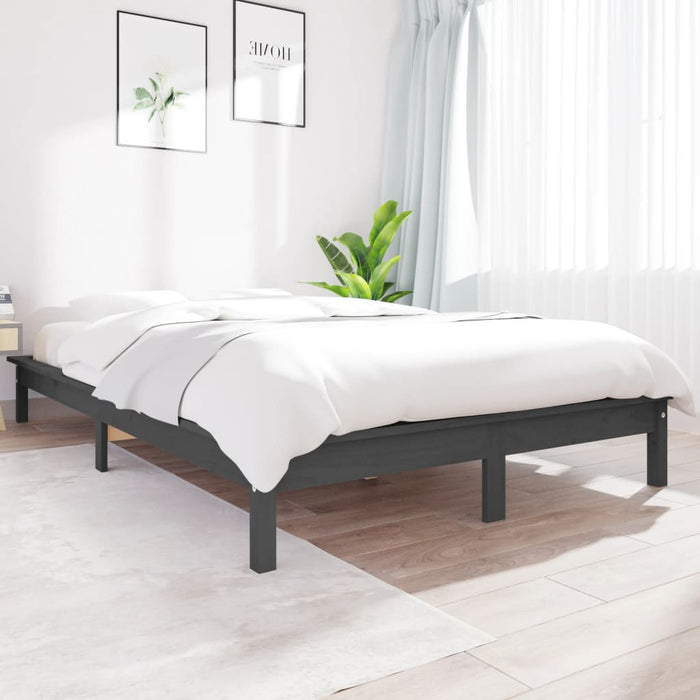 Cadru de pat, gri, 140x190 cm, lemn masiv de pin - WALTI WALTI