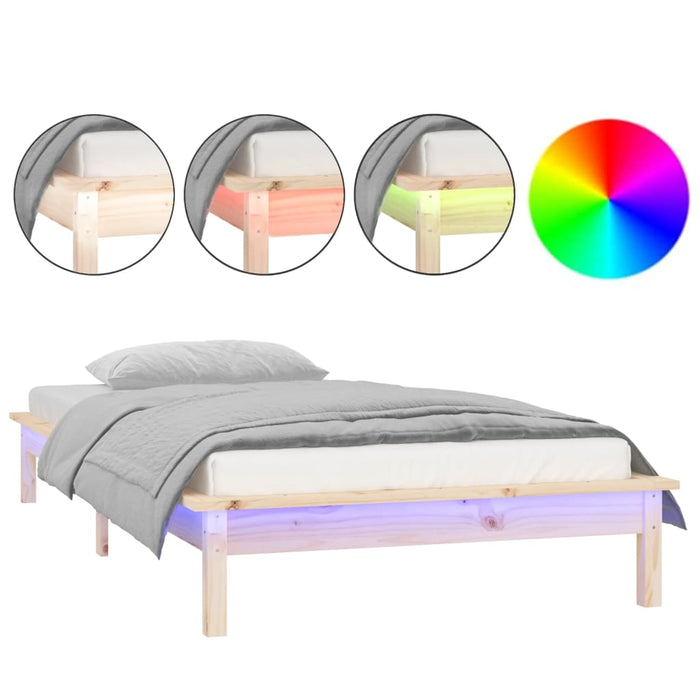 Cadru de pat cu LED, 90x200 cm, lemn masiv - WALTI WALTI