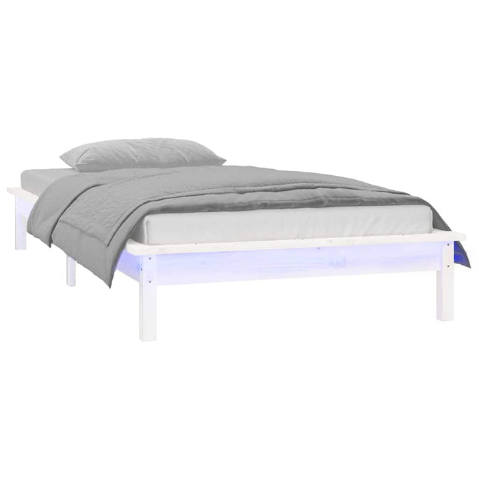 Cadru de pat cu LED, alb, 90x200 cm, lemn masiv - WALTI WALTI