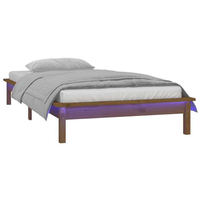 Cadru de pat cu LED, maro miere, 90x200 cm, lemn masiv - WALTI WALTI