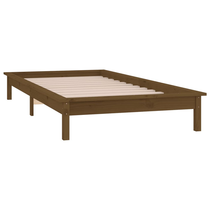 Cadru de pat cu LED, maro miere, 90x200 cm, lemn masiv - WALTI WALTI