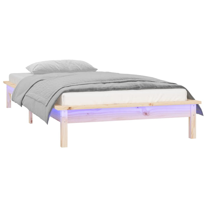 Cadru de pat cu LED, 100x200 cm, lemn masiv - WALTI WALTI