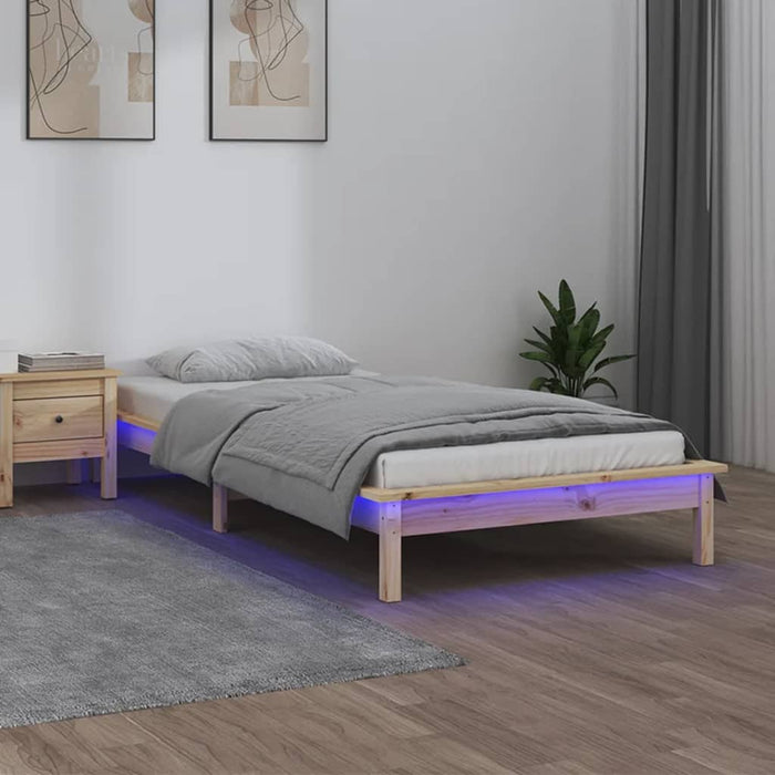 Cadru de pat cu LED, 100x200 cm, lemn masiv - WALTI WALTI