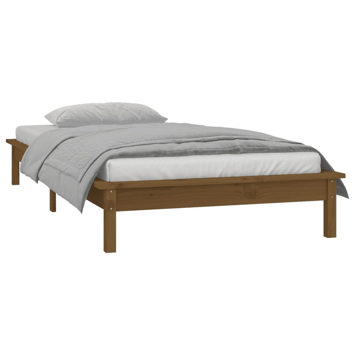 Cadru de pat cu LED, maro miere, 100x200 cm, lemn masiv - WALTI WALTI