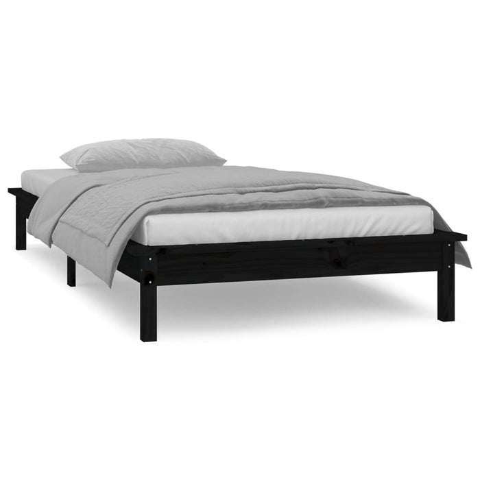 Cadru de pat cu LED, negru, 100x200 cm, lemn masiv WALTI
