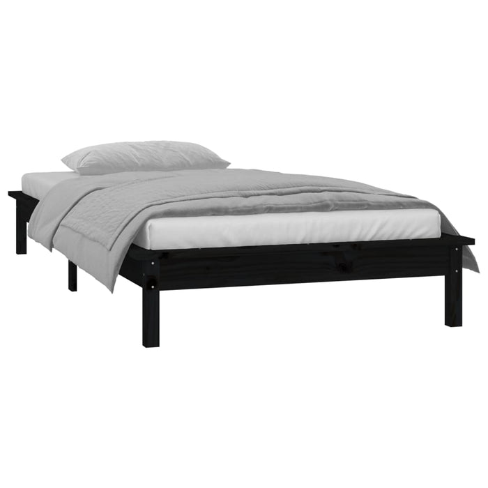 Cadru de pat cu LED, negru, 100x200 cm, lemn masiv WALTI