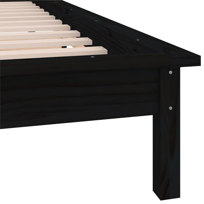 Cadru de pat cu LED, negru, 100x200 cm, lemn masiv WALTI