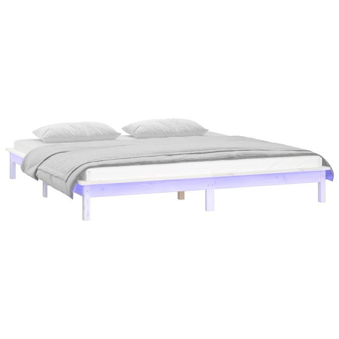 Cadru de pat cu LED, alb, 120x200 cm, lemn masiv - WALTI WALTI
