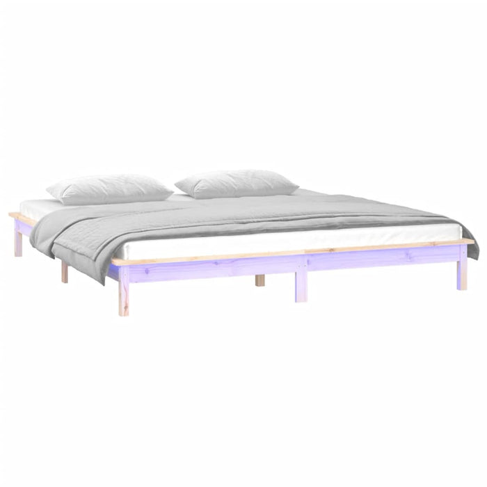 Cadru de pat cu LED, 140x200 cm, lemn masiv WALTI