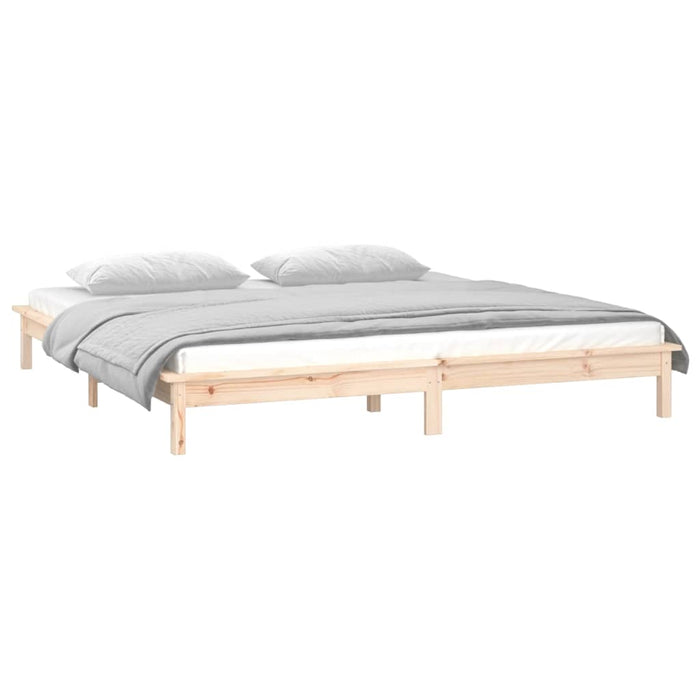 Cadru de pat cu LED, 140x200 cm, lemn masiv WALTI