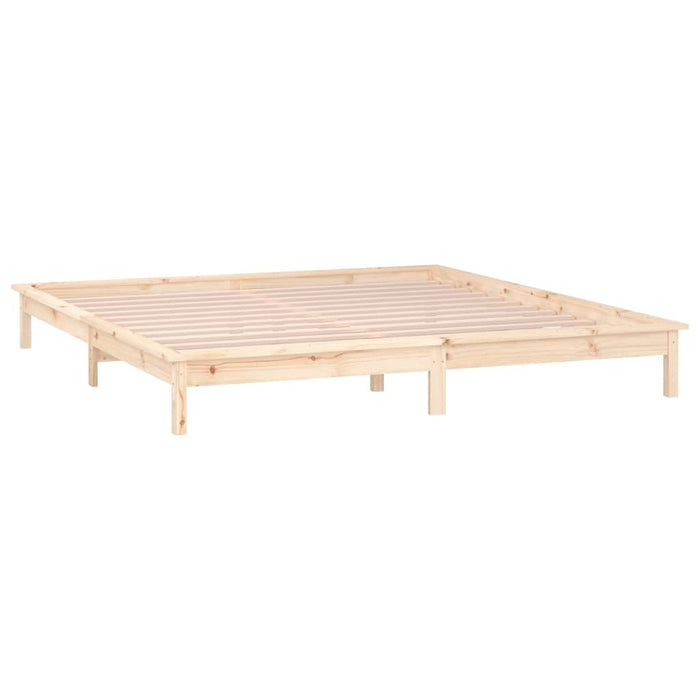 Cadru de pat cu LED, 140x200 cm, lemn masiv WALTI