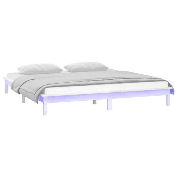 Cadru de pat cu LED, alb, 140x200 cm, lemn masiv - WALTI WALTI