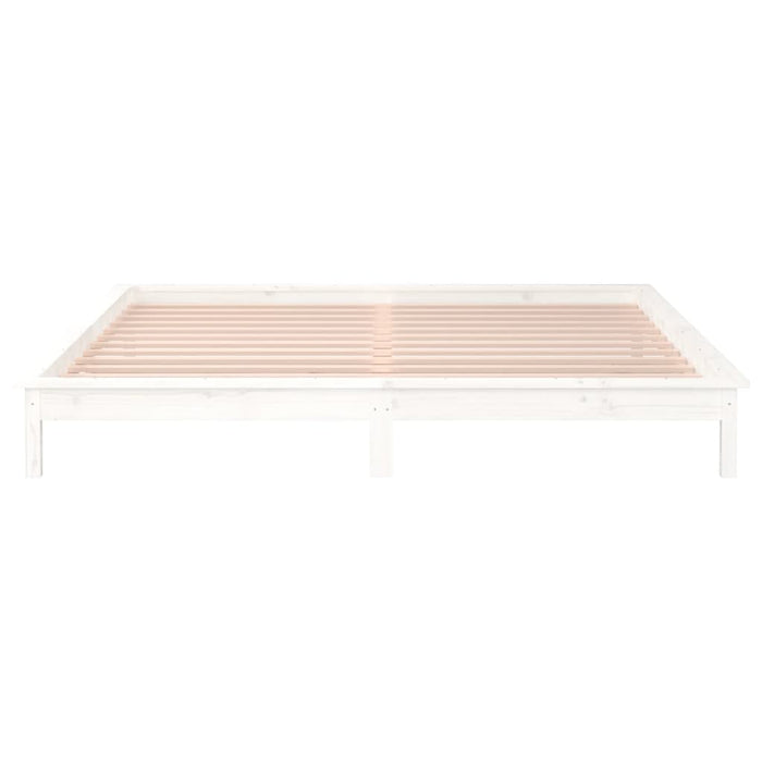 Cadru de pat cu LED, alb, 140x200 cm, lemn masiv - WALTI WALTI