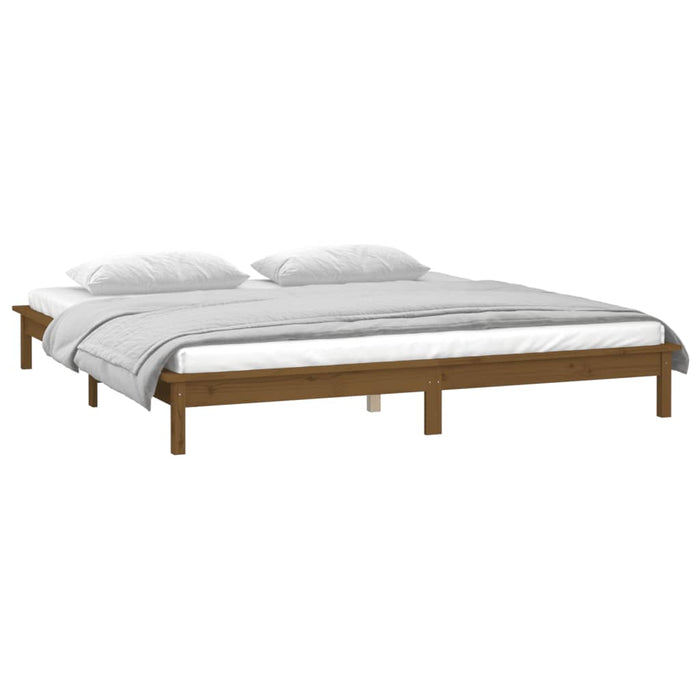 Cadru de pat cu LED, maro miere, 140x200 cm, lemn masiv - WALTI WALTI