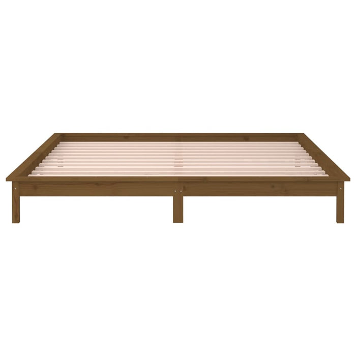 Cadru de pat cu LED, maro miere, 140x200 cm, lemn masiv - WALTI WALTI