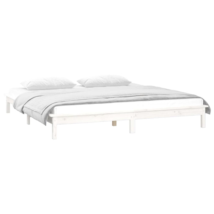 Cadru de pat cu LED King Size, alb, 150x200 cm, lemn masiv - WALTI WALTI