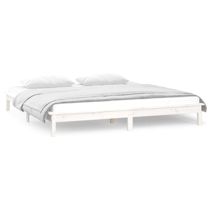 Cadru de pat cu LED, alb, 160x200 cm, lemn masiv - WALTI WALTI