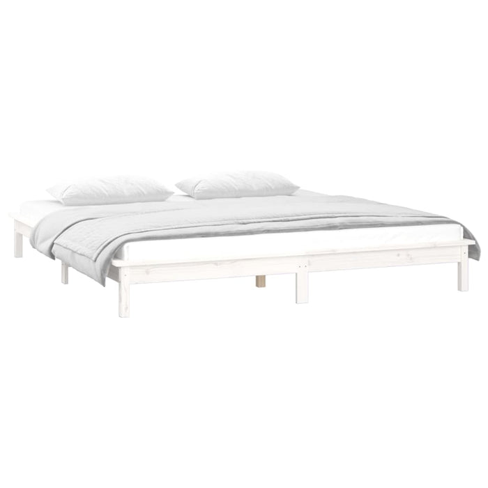 Cadru de pat cu LED, alb, 160x200 cm, lemn masiv - WALTI WALTI