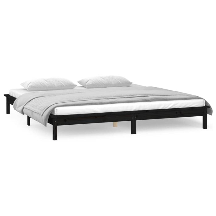Cadru de pat cu LED, negru, 200x200 cm, lemn masiv - WALTI WALTI