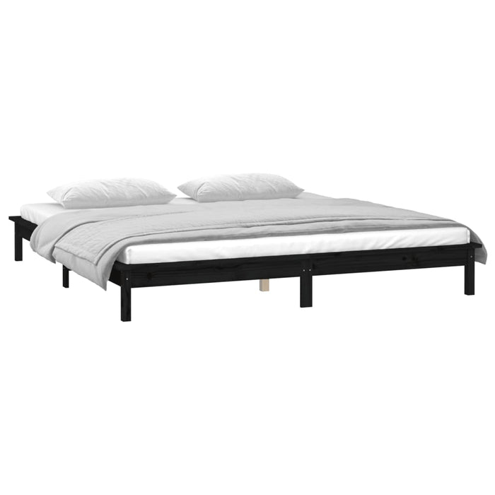 Cadru de pat cu LED, negru, 200x200 cm, lemn masiv - WALTI WALTI