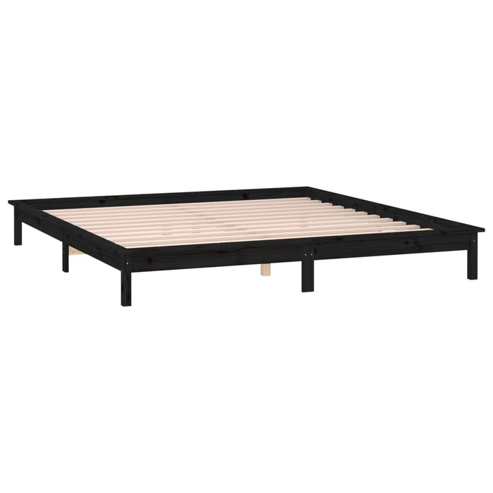 Cadru de pat cu LED, negru, 200x200 cm, lemn masiv - WALTI WALTI