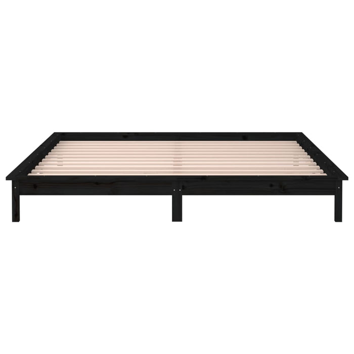 Cadru de pat cu LED, negru, 200x200 cm, lemn masiv - WALTI WALTI
