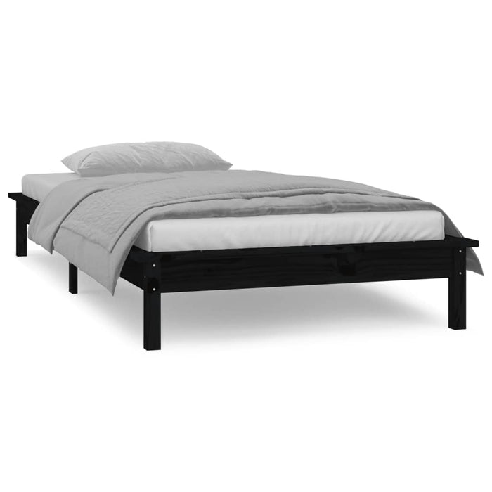 Cadru de pat cu LED Single, negru, 90x190 cm, lemn masiv - WALTI WALTI