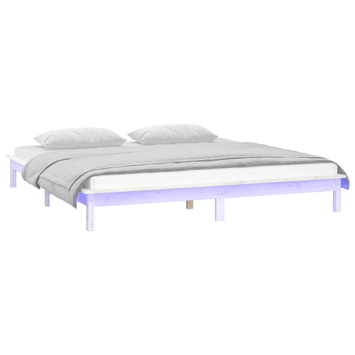 Cadru de pat cu LED mic dublu, alb, 120x190 cm, lemn masiv - WALTI WALTI