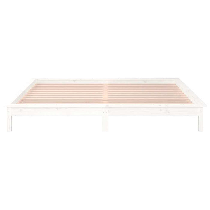 Cadru de pat cu LED mic dublu, alb, 120x190 cm, lemn masiv - WALTI WALTI