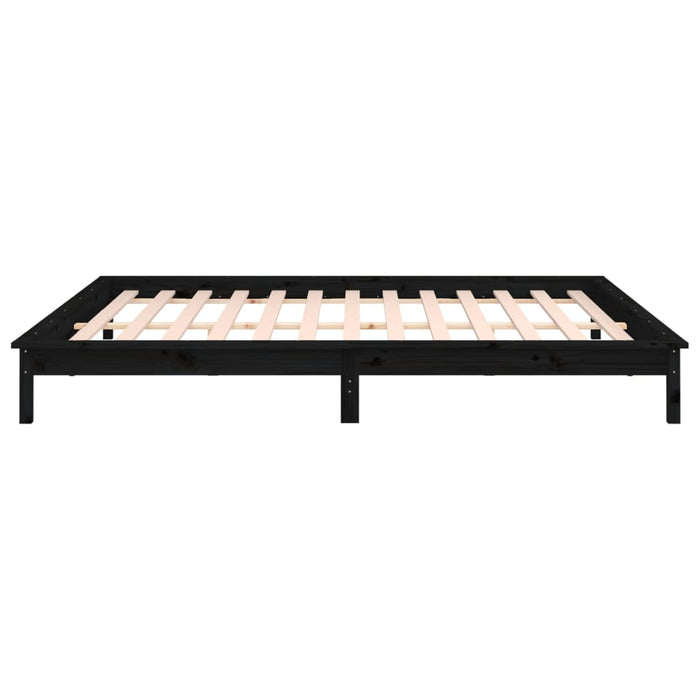 Cadru de pat cu LED mic dublu, negru, 120x190cm, lemn masiv - WALTI WALTI