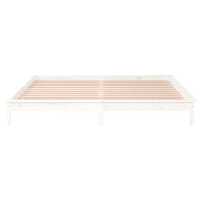 Cadru de pat cu LED, alb, 140x190 cm, lemn masiv - WALTI WALTI